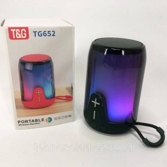  Портативна колонка TG652 5W з RGB підсвічуванням та ремінцем. XU-222 Колір: зел. . фото 6