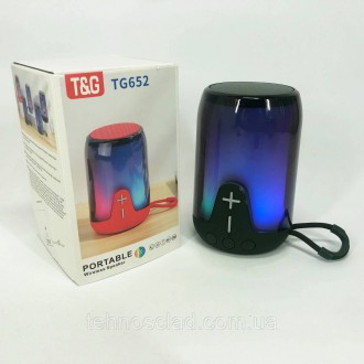  Портативна колонка TG652 5W з RGB підсвічуванням та ремінцем. XU-222 Колір: зел. . фото 10