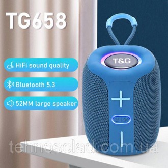  Портативна Bluetooth колонка TG658 8W з RGB підсвічуванням. HE-707 Колір: синій. . фото 2