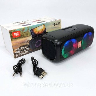  Портативна колонка TG333 2x5W з RGB підсвічуванням. NB-778 Колір: чорнийБездрот. . фото 10