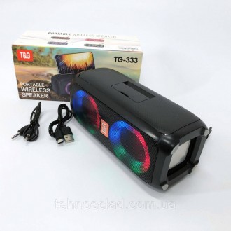  Портативна колонка TG333 2x5W з RGB підсвічуванням. NB-778 Колір: чорнийБездрот. . фото 7