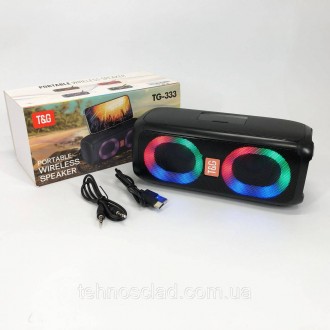  Портативна колонка TG333 2x5W з RGB підсвічуванням. NB-778 Колір: чорнийБездрот. . фото 6