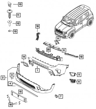 Бампер передній Jeep Renegade (Джип Ренегат) 2019, 2020, 2021
Код запчастини 6VM. . фото 10