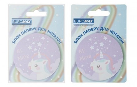 Папір для нотаток з клейким шаром діаметр 70мм 30арк Buromax MAGIC UNICORN. . фото 4