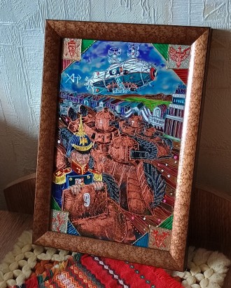 Витражная картина " Военный парад в эпоху дизельпанка ". Київ. фото 1 Витражная картина " Военный парад в эпоху дизельпанка ". Київ. фото 1