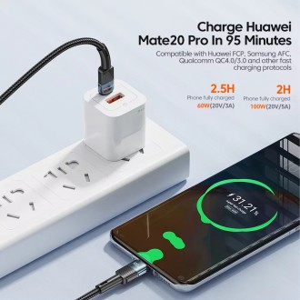 Кабель Essager Fast Charging USB to Type-C PD100W 7A 100 cм предназначен для син. . фото 3