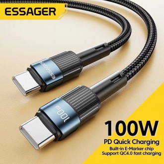 Кабель Essager Fast Charging Type-C to Type-C PD100W 5A 100 cм предназначен для . . фото 3