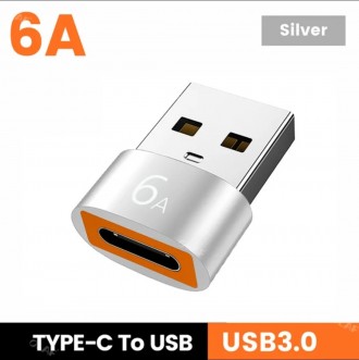 Перехідник з USB 3,0 на Type C OTG 6A, перехідник з USB C «мама» на USB «тато, а. . фото 2