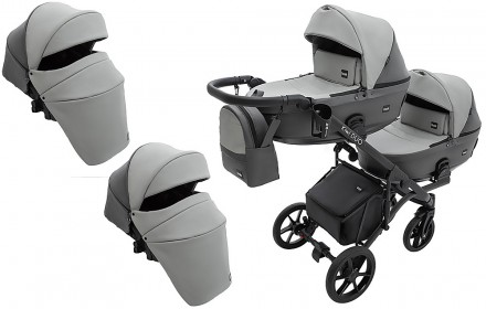 Коляска 2 в 1 для двійні Bair Kiwi DUO ECO BKD-21/15 сірий / графіт. Київ. фото 1 Коляска 2 в 1 для двійні Bair Kiwi DUO ECO BKD-21/15 сірий / графіт. Київ. фото 1
