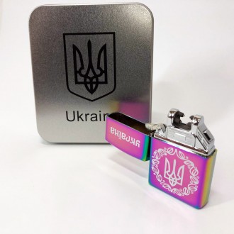 Дугова електроімпульсна запальничка USB Україна металева коробка HL-447. IR-272 . . фото 3