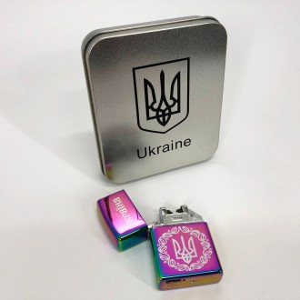 Дугова електроімпульсна запальничка USB Україна металева коробка HL-447. IR-272 . . фото 5