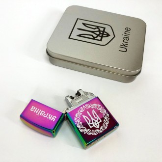 Дугова електроімпульсна запальничка USB Україна металева коробка HL-447. IR-272 . . фото 7