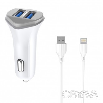 Автомобільний зарядний пристрій Aspor A903 блочок (2 USB/34A) + USB кабель Light