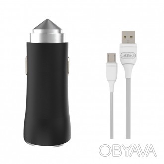 Автомобільний зарядний пристрій Aspor A918 Metal LED (2 USB/3.4A) + кабель USB —