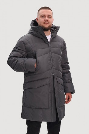 Длинный мужской пуховик Finn Flare FWB21027-202 темно-серый S. Киев. фото 1 Длинный мужской пуховик Finn Flare FWB21027-202 темно-серый S. Киев. фото 1