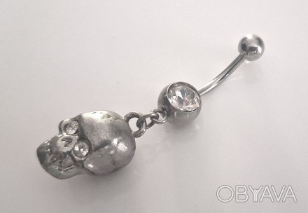 Сережка для пирсинга пупка Fashion (4,5 см) из медицинской стали Серебристая (ПР