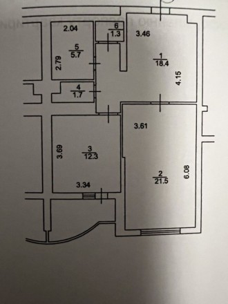 2-кімнатна квартира, просп. Науки, 69, Голосіївський район. Метраж 64/38/18, пов. . фото 3