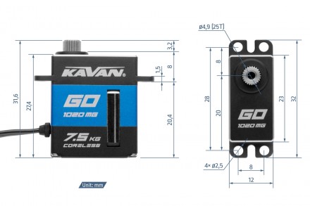 
 Сервопривод 20г Kavan GO-1020MG 7.5кг/0.08с/8.4В можно купить в Украине с офиц. . фото 3