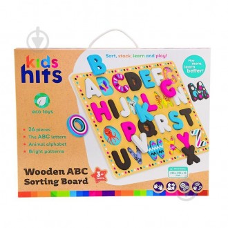 Дерев'яна іграшка Kids hits Wooden ABC Sorting Board – це дошка з буквами, яка в. . фото 3