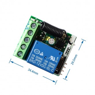 1-канальне бездротове реле 12 В 433МГц, пульт, Arduino
Комплект із модуля 1-кана. . фото 5