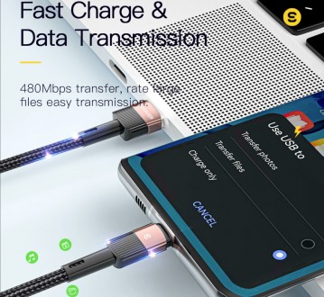 Кабель ESSAGER Type C to Type-C 66W для заряджання та передачі даних, за допомог. . фото 8
