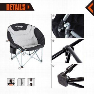 Раскладное кресло KingCamp Moon Camping Chair with Cooler Black/grey (KC3989 bla. . фото 8