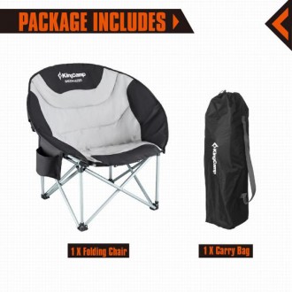 Раскладное кресло KingCamp Moon Camping Chair with Cooler Black/grey (KC3989 bla. . фото 3