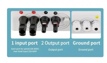 Солнечная PV распределительная коробка с защитой от молнии, 2 входа 1 выход, DC . . фото 8