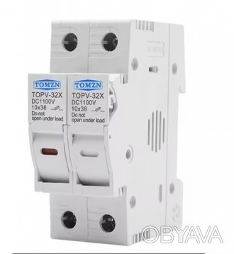 Держатели двух предохранителей TOMZN 2P PV, max32A, DC 1100V, 10x38mm.Держатели . . фото 1