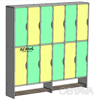 Шкаф для одежды (ШДО) со скамейкой предназначен для хранения детской одежды.
Выс. . фото 1