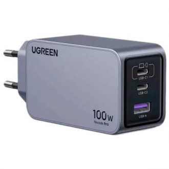 Зарядний пристрій UGREEN Nexode Pro 100W 3-Port GaN Fast Charger
Зарядний пристр. . фото 2