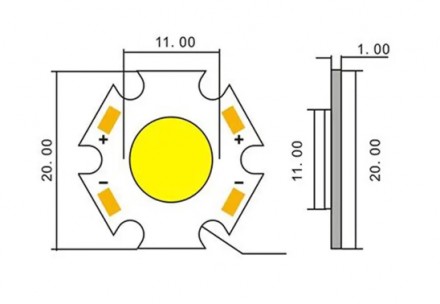 COB LED 3W на алюминиевой подложке типа "Звездочка" диаметром 20мм
Охлаждающий а. . фото 3