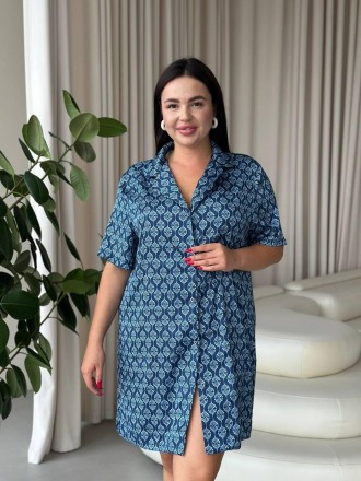 Женская шелковая ночная рубашка больших размеров Ночнушка PLUS SIZE Одежда для д. . фото 6