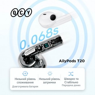 Бездротові навушники QCY T20 AilyPods з Bluetooth 5.3 та активним шумозаглушення. . фото 8