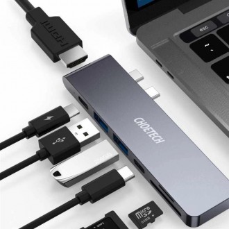 Концентратор USB C 7-в-1 для MacBook: Оснащений 4K HDMI, порт Thunderbolt 3, пор. . фото 4