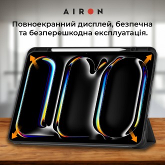 Чехол AIRON Premium SOFT для iPad Pro 11 2024 с защитной пленкой и салфеткой Bla. . фото 7