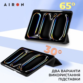 Чехол AIRON Premium SOFT для iPad Pro 11 2024 с защитной пленкой и салфеткой Bla. . фото 6