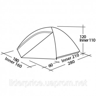 Проста конструкція тримісного купольного намету Easy Camp Meteor 300 Rustic Gree. . фото 3