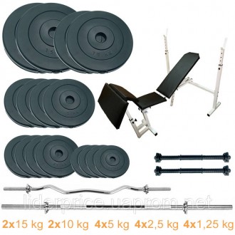 Лава для жиму з набором штанг і гантелей Newt ProGym Scott Set Pro 100 kg - унів. . фото 2