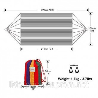 Двомісний гамак Mexico XXL кольоровий 200х150 WCG
 
Двомісний, колоритний і комф. . фото 3
