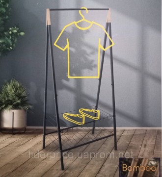 Стійка для одягу Casa Si Garment Rack Bamboo Black (CS92308W04) в мінімалістично. . фото 3