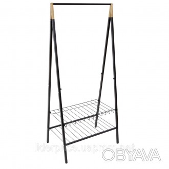 Стійка для одягу Casa Si Garment Rack Bamboo Black (CS92308W04) в мінімалістично. . фото 1