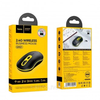 Hoco GM21 Platinum 2.4G business wireless mouse Black Yellow — сучасна, стильна . . фото 6