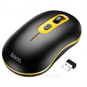 Hoco GM21 Platinum 2.4G business wireless mouse Black Yellow — сучасна, стильна . . фото 2