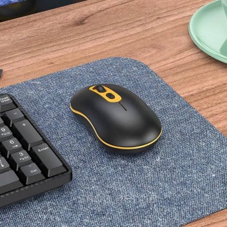 Hoco GM21 Platinum 2.4G business wireless mouse Black Yellow — сучасна, стильна . . фото 5