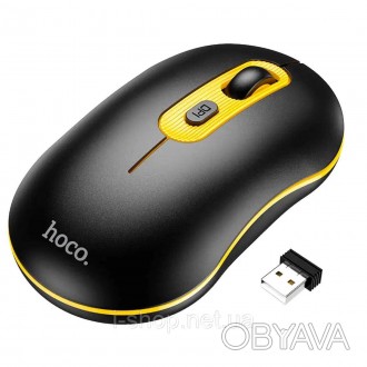 Hoco GM21 Platinum 2.4G business wireless mouse Black Yellow — сучасна, стильна . . фото 1