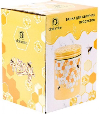 Банка для сипучих продуктів "Sweet Honey". Розмір: 14.1x10.2x14.3см. Об'єм: 650м. . фото 3