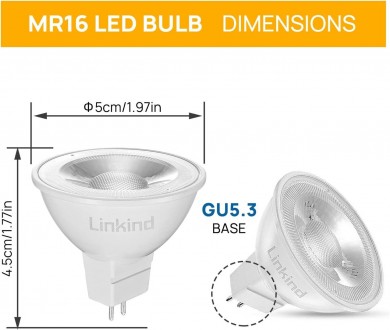 Світлодіодна лампа Linkind Dimmable GU5.3 5,5 Вт, еквівалент 50 Вт, 2700 К, тепл. . фото 5