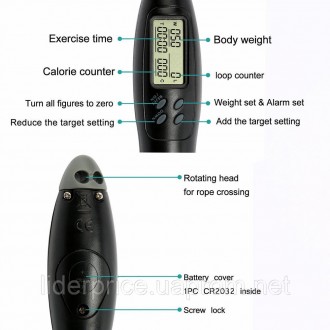 
Скакалка з лічильником 2in1 SHOWPIN Fitness Jump Rope Digital Counting Calorie . . фото 5