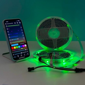 LED стрічка WS2812 RGB 25m 450 Led, 5V USB з Bluetooth контролером, керування че. . фото 4